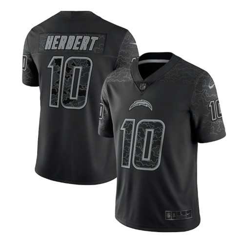 Men's Los Angeles Chargers #10 Justin Herbert Black Reflective Limited Stitched Football Jersey,We sell and wholesale Men's Los Angeles Chargers #10 Justin Herbert Black Reflective Limited Stitched Football Jersey on line form chian!